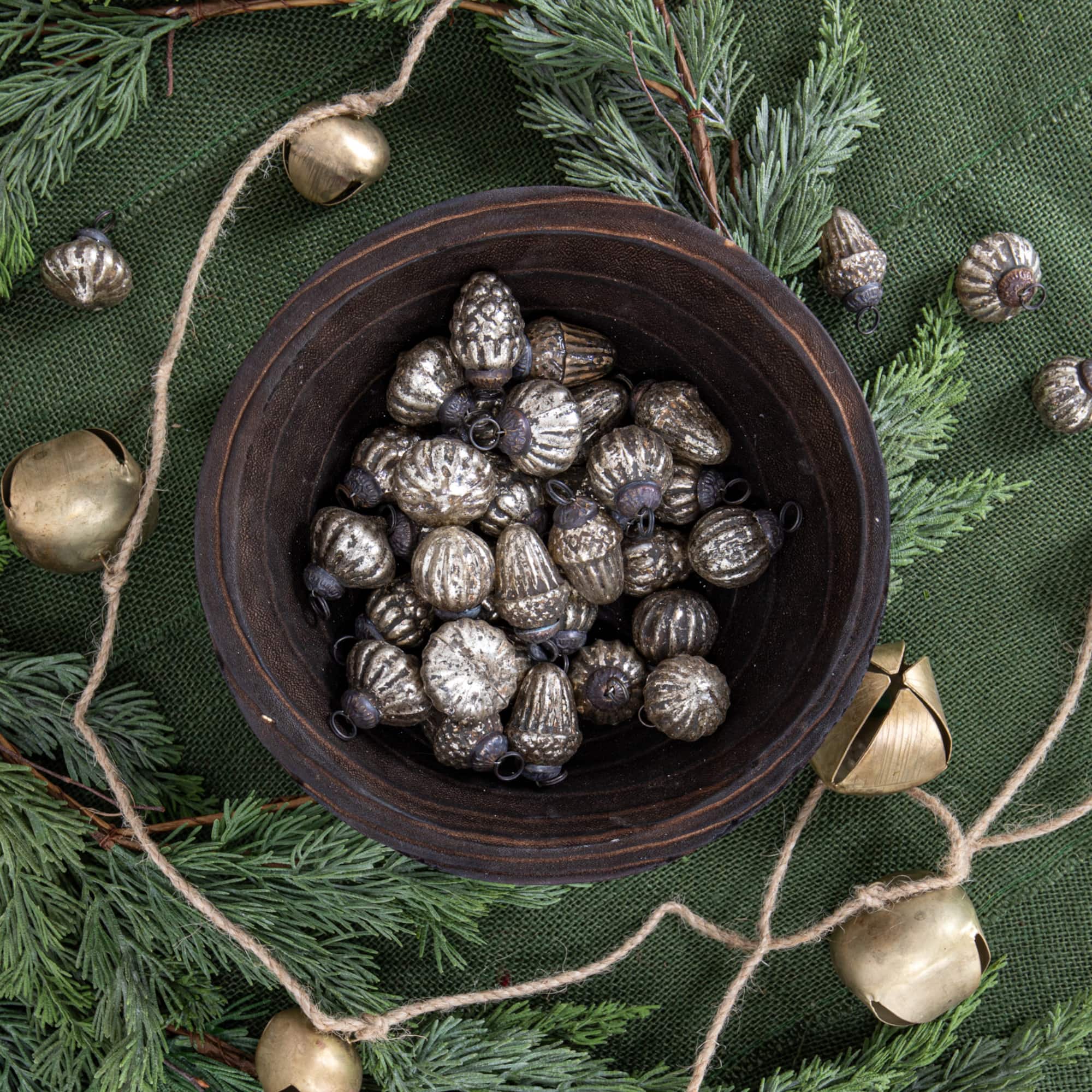 Hello Honey® 36 Pack Distressed Gray Embossed Mercury Glass Ornaments in Organza Bag